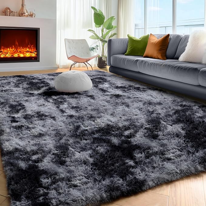 Area Rugs 9x12 Living Room, Large Dark Grey Shag Rugs - Image 8