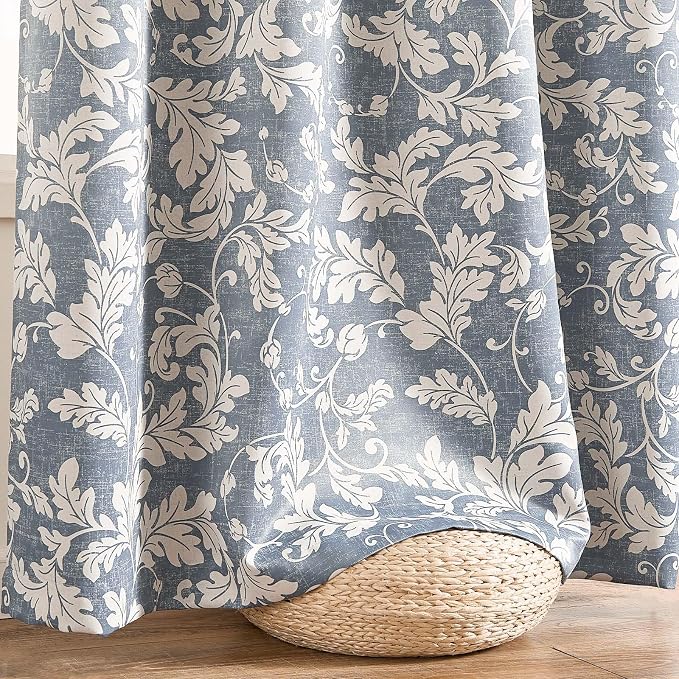 jinchan Blue Floral Blackout Curtains 84 Inch Farmhouse Grommet 2 Panels | Room - Image 8