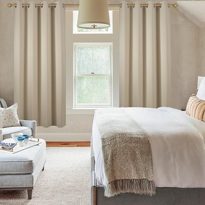 Diraysid Beige Grommet Blackout Curtains - Image 4