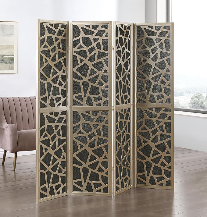 Roundhill Furniture Aurra 4-Panel Wood Room Divider, Folding Portable Partition by RoundhillFurniture