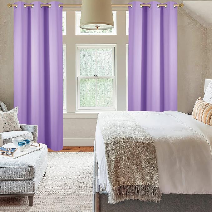 Diraysid Lavender Grommet Blackout Curtains - Image 6