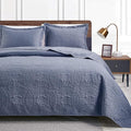 Love's cabin King Size Quilt Set Blue Bedspreads by Lovescabin
