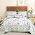 WONGS BEDDING Floral Quilt Set King, Microfiber Lightweight Farmhouse Bed Cover by WONGSBEDDING