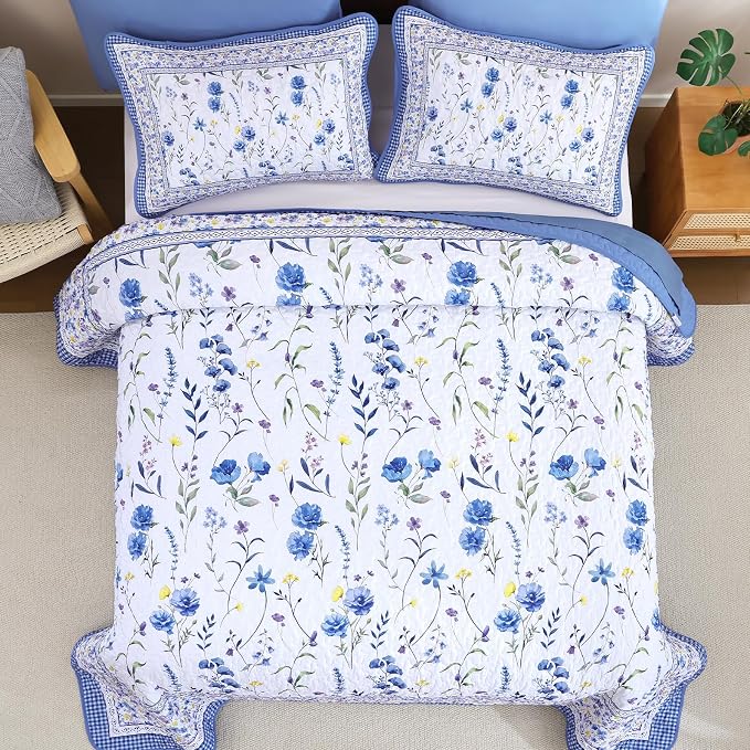 WONGS BEDDING Floral Quilt Set Queen - Image 3