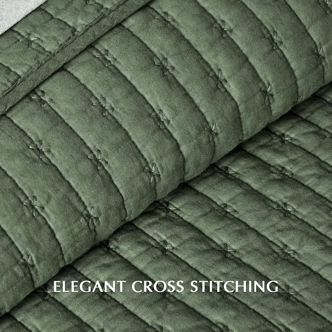 Cross Stitch Pre-Washed Cotton Quilt Bedding Set King Size, Oversized 3 Pieces - Image 7