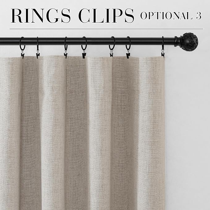 RYB HOME Natural Beige 100% Blackout Short Curtains 45 Inch Long | Thermal - Image 8