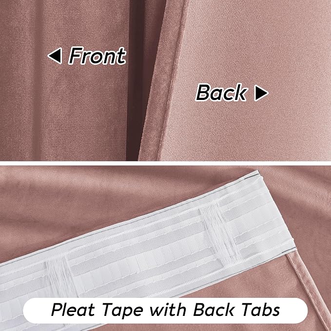 RYB HOME Dusty Pink Velvet Curtains - Image 6