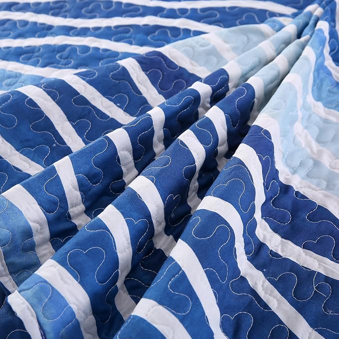 SLPR - Blue Wave Coastal Quilt Set, Nautical Bedding, Twin - Image 6