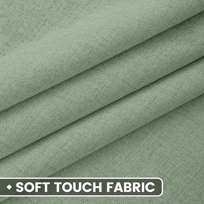 COSVIYA Sage Green Linen Curtains 100% Blackout Grommet Drapes 90 Inches | - Image 6