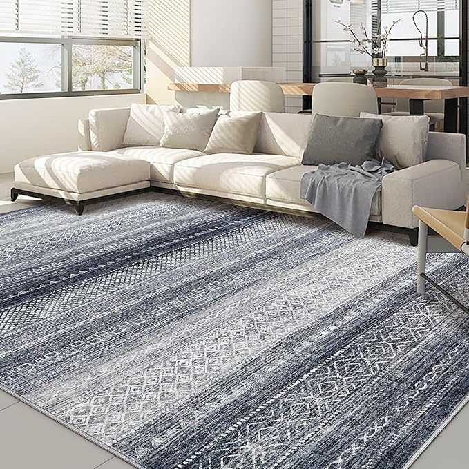 Nakagishi Boho 7x9 Area Rug Living Room Rugs Machine Washable Blue | Soft by NakagishiAreaRug