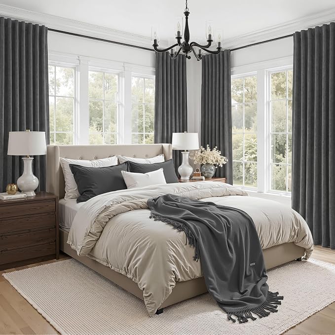 Dark Grey Blackout Curtains 84 Inch Length 2 Panels Set - Image 6