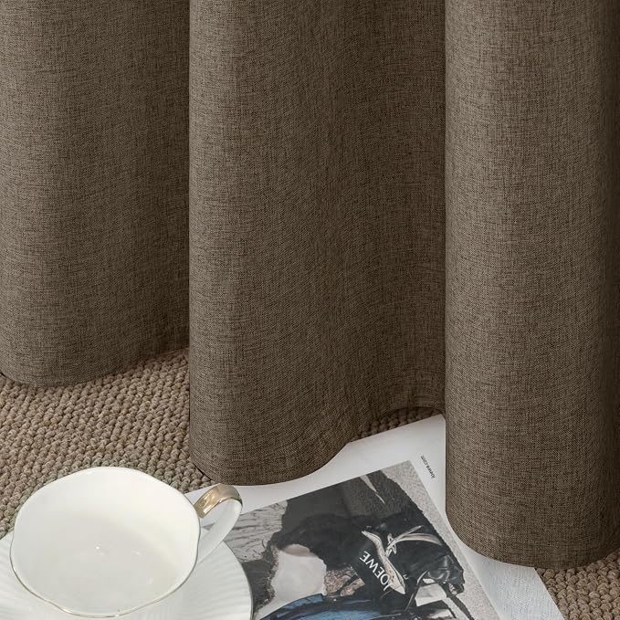 YoungsTex Brown Linen Blackout Curtains 84 Inch Length - Image 7