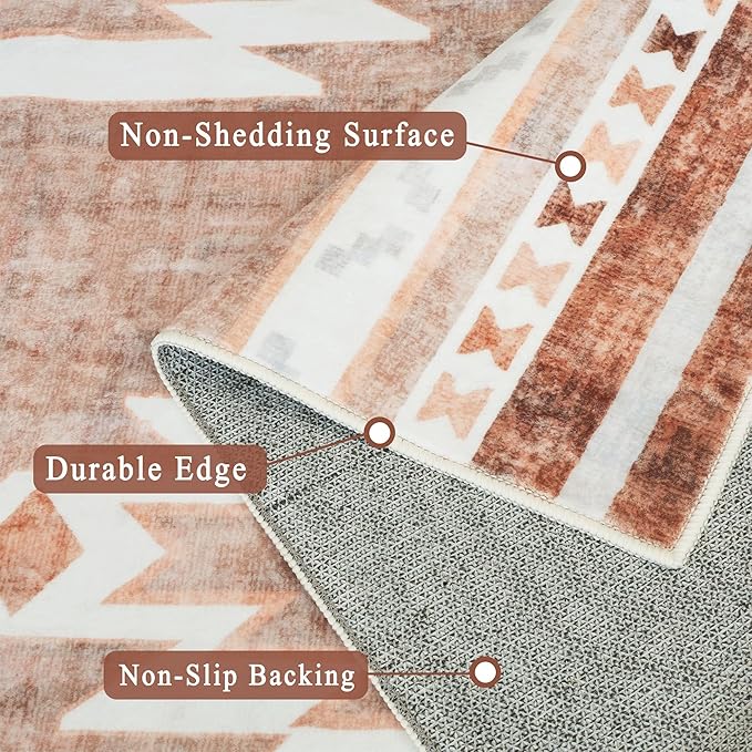 Runner Rug 2'x8' Western Washable Non-Slip Runners for Hallways Kitchen Entryway Laundry Room Modern Carpet Hallway Runner Camel