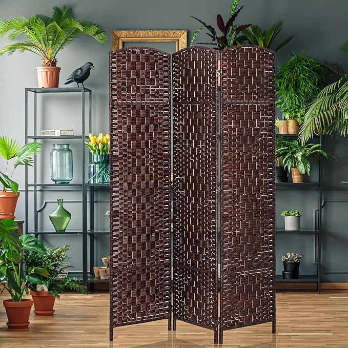 HOMCOM Room Divider 3-Panel, 6FT-Tall Folding Privacy Screen, Hand-Woven Design - Image 6