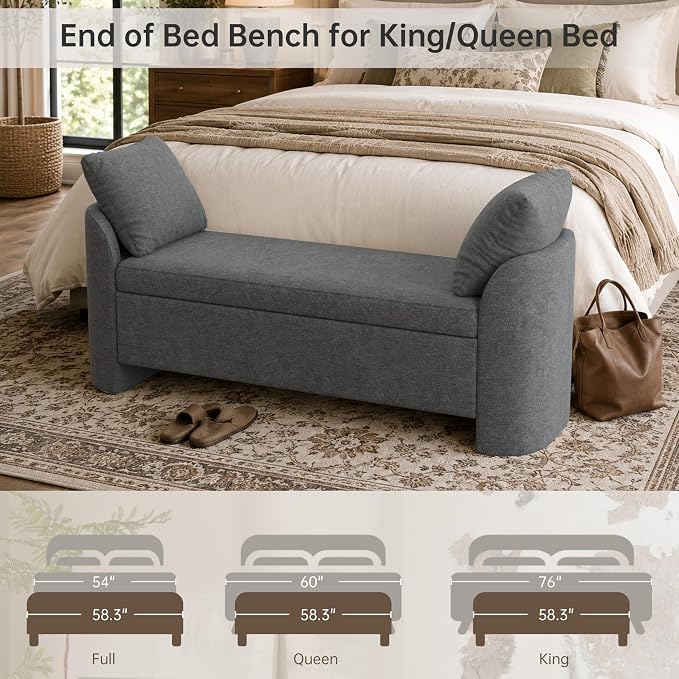 Usaint 58.3" Upholstered Storage Ottoman Bench - Image 3