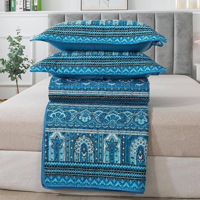 BEDIFANY Cotton Queen Quilt Sets, Boho Queen Size Quilt Bedding Set | - Image 6