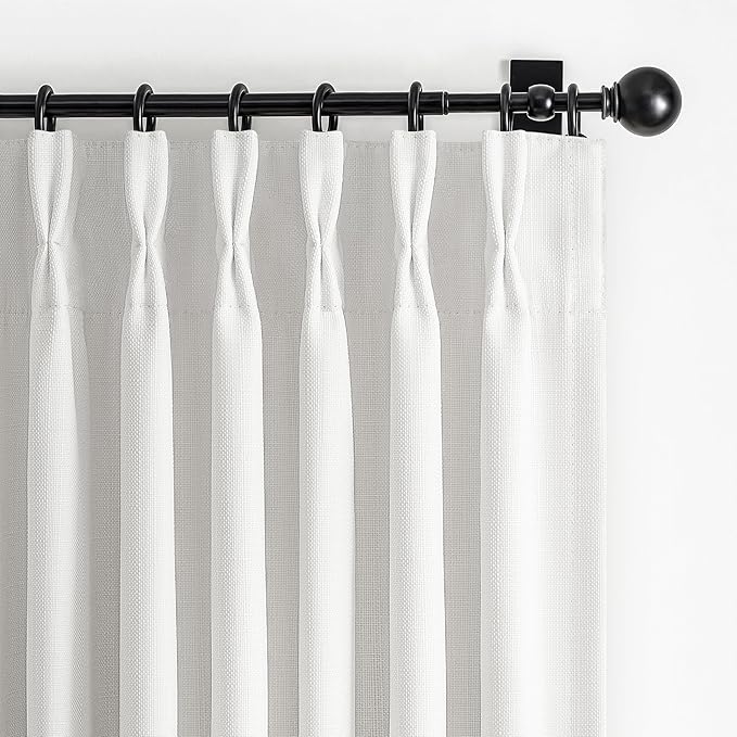 Pinch Pleated White Curtains 84 Inches Long by PleatedDrapes