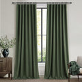 Olive Green Blackout Curtains & Drapes, Dining Room Boho Curtains 96 Inches by QJMYDECO