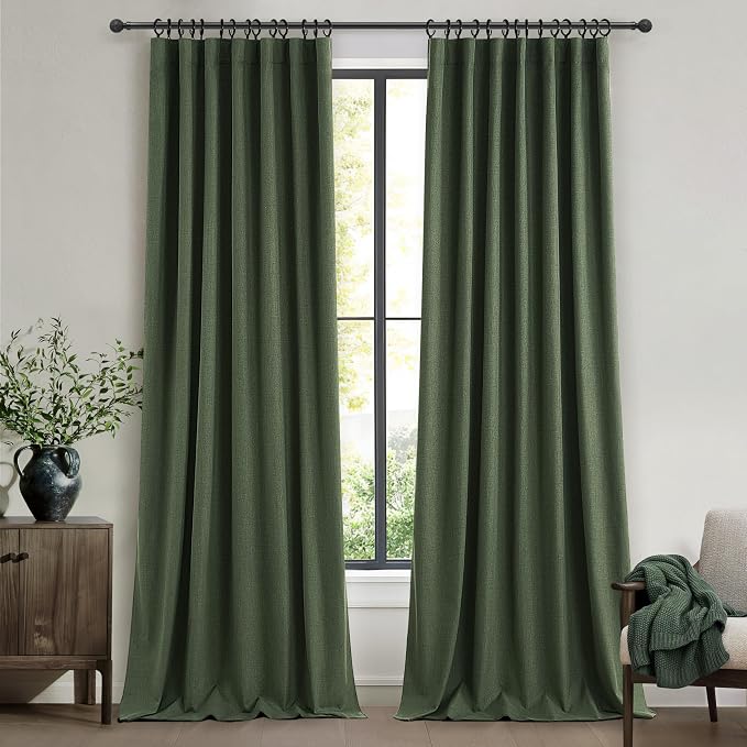 QJmydeco Blackout Curtains 95 Inches Long, Light Blocking Vintage Dark Green by QJMYDECO