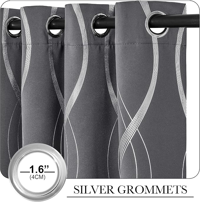 NICETOWN Gray Blackout Curtains 72 inch Long - Image 5