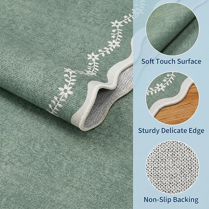 GarveeHome Round Rugs 6ft Scalloped Washable Circle Rug - Image 4
