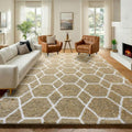 7x9 Area Rugs for Living Room Bedroom, Large Fluffy Beige and White Throw Rug by ONASAR