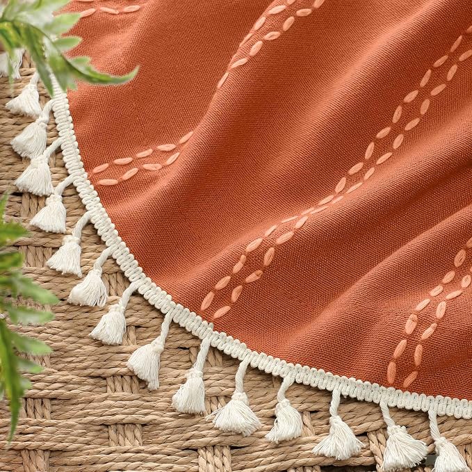 Burnt Orange 100% Boho Blackout Curtains 84 Inch 2 Panels | Vintage Farmhouse - Image 5