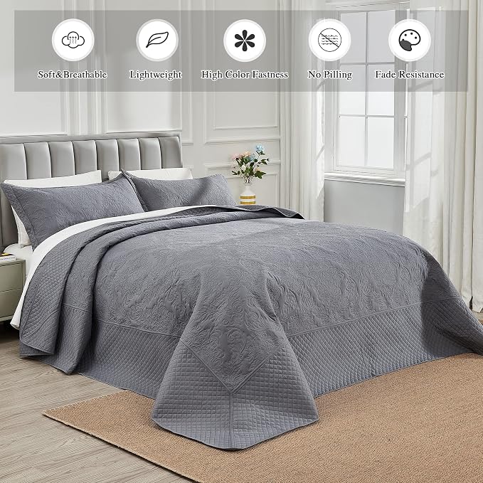 Oversized King Bedspreads 128x120, California King Quilt Sets, Extra Wide Large - Image 3