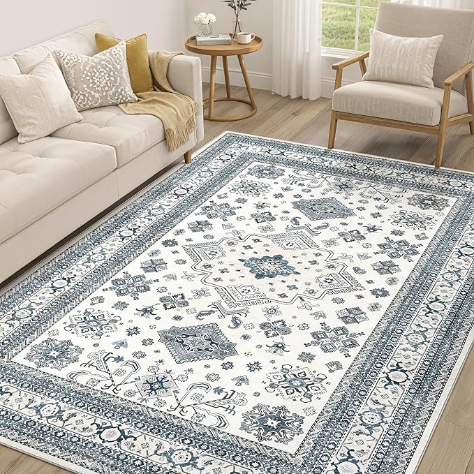 cotiled 6x9 Area Rug for Living Room, Traditional, Powder Blue | Soft by COTILED