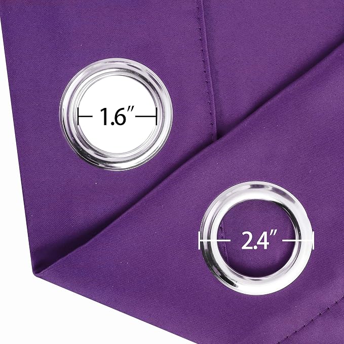 Purple Blackout Curtains 34 x 63 Inch Length/Set of 2 Curtain Panels/Thermal - Image 6