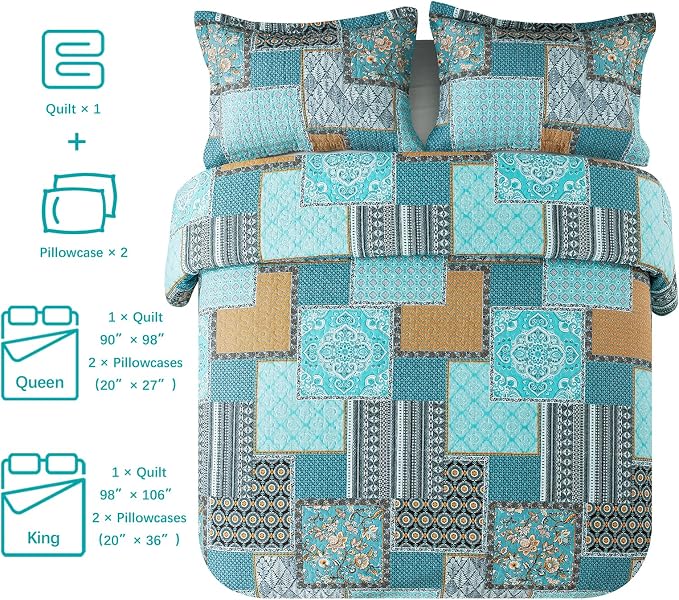 VAPUTAR Cotton Quilt Twin Size Bedding Set, 2 Pieces Twin Quilt Bedding Set | - Image 6