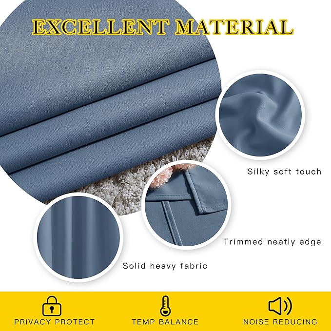 NICETOWN Stone Blue Blackout Curtains - Image 3