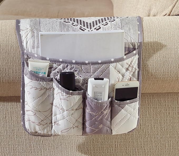 Brilliant Sunshine Grey Heartlove Couch Armrest Cover, Armrest Organizer & - Image 3