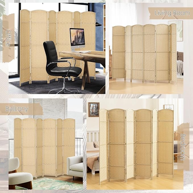 HOMCOM Room Divider 6 Panel Folding Privacy Screen 5.6' Tall Charcoal Gray | - Image 6