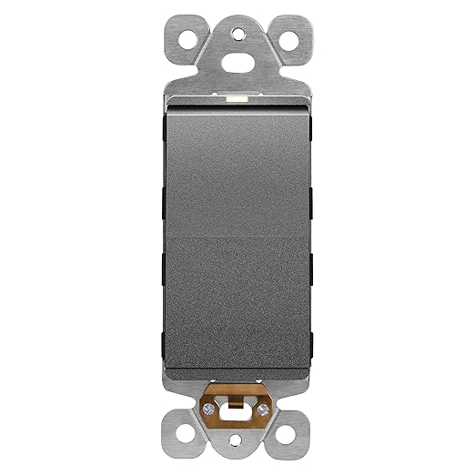 LIDER Minimalist Design Matte Finish Lighted Decorator Switch, Frameless Paddle Light Switch with Locator Light, Grounding Screw, 3-Way or Single Pole, 15A 120V, UL Listed, LS15-3W-SG, Space Gray