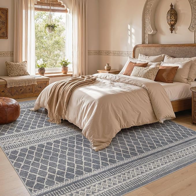 cotiled Boho 10x12 Area Rug for Living Room: Large Moroccan Washable Rug | - Image 5