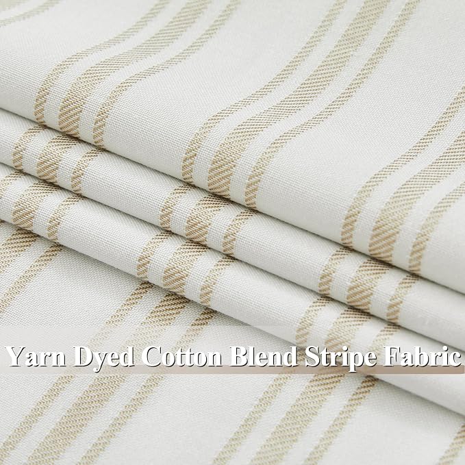 ZJDECOR 72 Inch Beige Stripe Full Blackout Curtains - Image 6