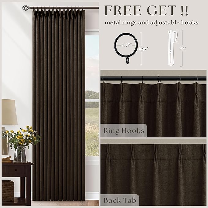 Dark Chocolate 96 Inch Blackout Pinch Pleated Curtains 2 Panels | - Image 5