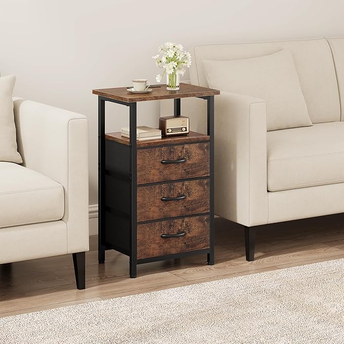 Nightstand Set of 2 with Charging Station, Bedside Table with USB Ports & Outlet - Image 7