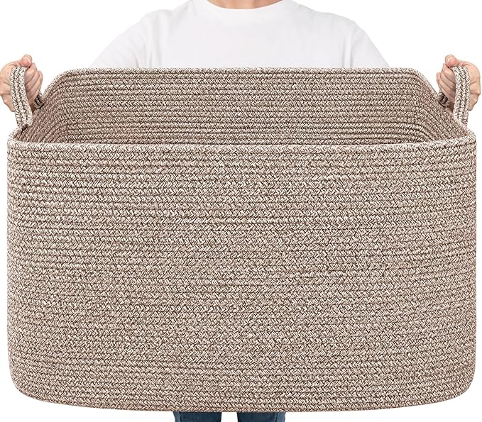 Goodpick 85L Large Woven Rope Blanket Basket, Toys & Clothes, Living Room & by Goodpick