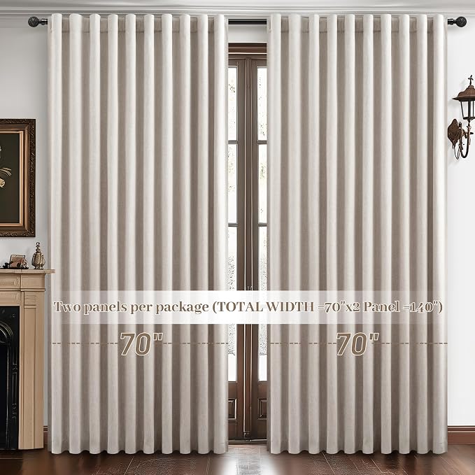 Blackout Curtains 70 Inches Extra Wide Natural Linen Curtains 84 Inch Length - Image 7