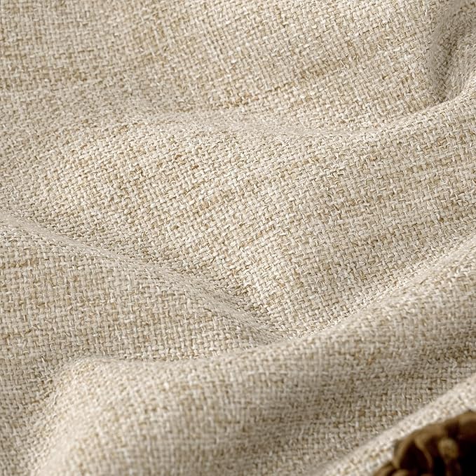 Beige Linen Blackout Curtains 84 Inch Long Each 60 Wide 2 Panels | Thermal - Image 4