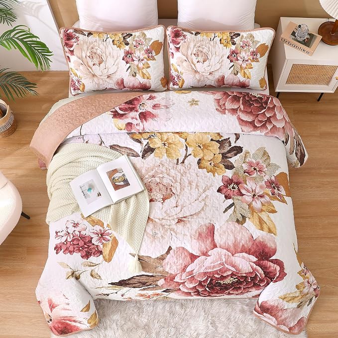 WONGS BEDDING Quilt Queen Size, Soft Microfiber Lightweight Farmhouse Bed Cover - Image 2