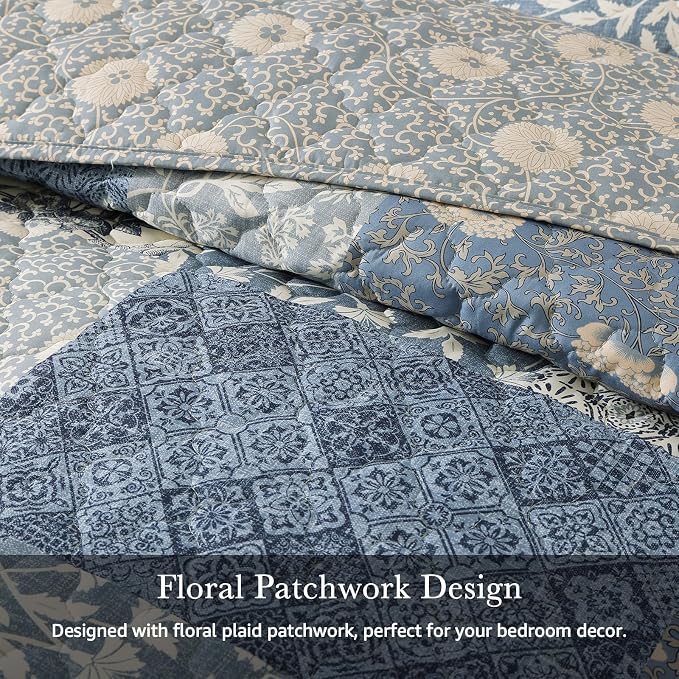 Twin Quilt Set-2 Pieces Soft Twin Bedspread Floral Patchwork Quilt | - Image 6