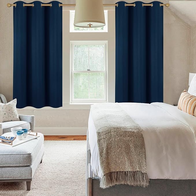 Diraysid Navy Blue Grommet Blackout Curtains - Image 4