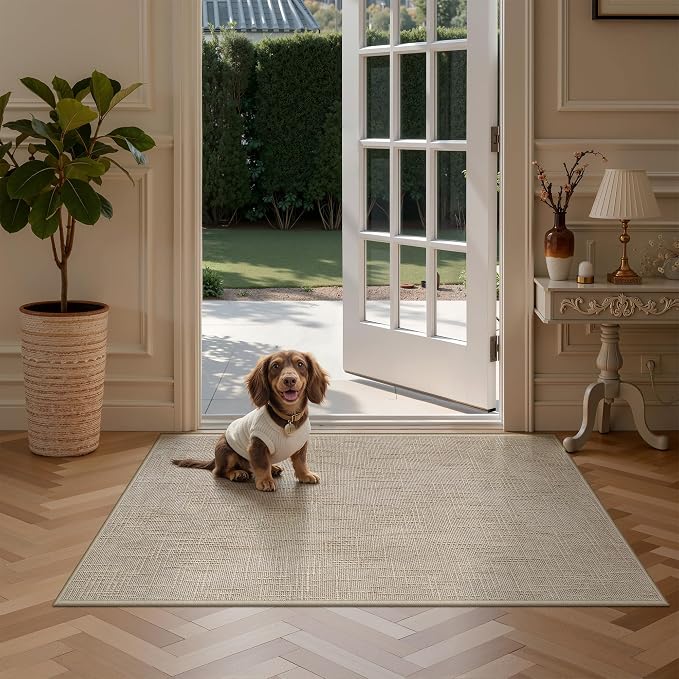 3x5 Entryway Rug, High-Low Pile Washable Rug by Valenrug