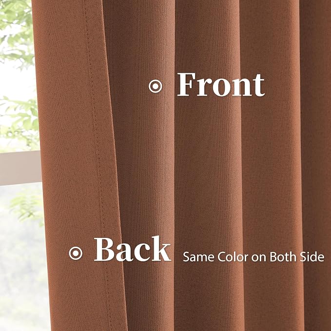 Rust Red Brown Blackout Curtains Linen 102 Inches Long - Image 4