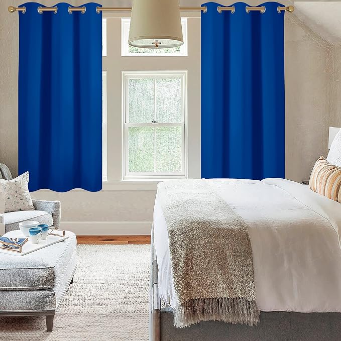 Diraysid Royal Blue Grommet Blackout Curtains - Image 8