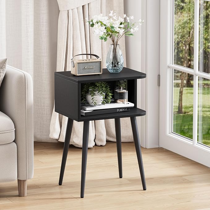 Black Nightstand Set of 2, Small Bed Side Table - Image 7