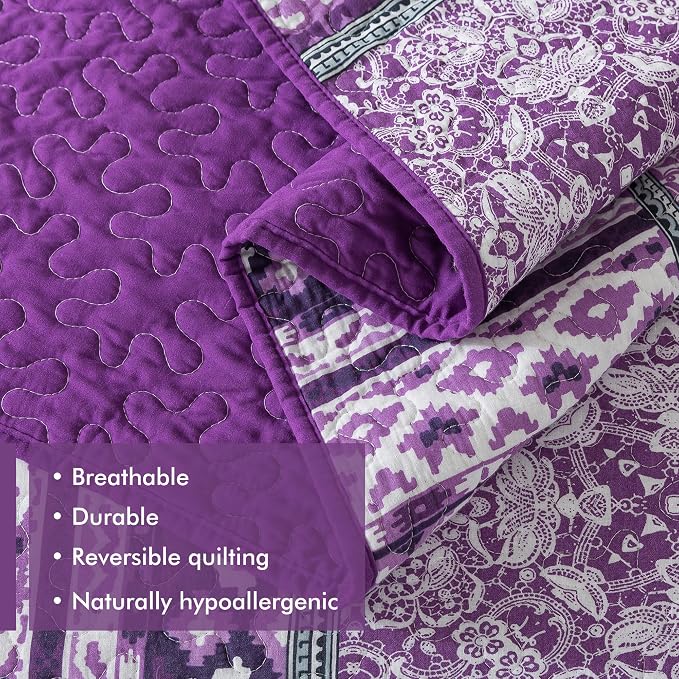 Etwel Cotton Patchwork Queen Size Quilt Set - Image 4